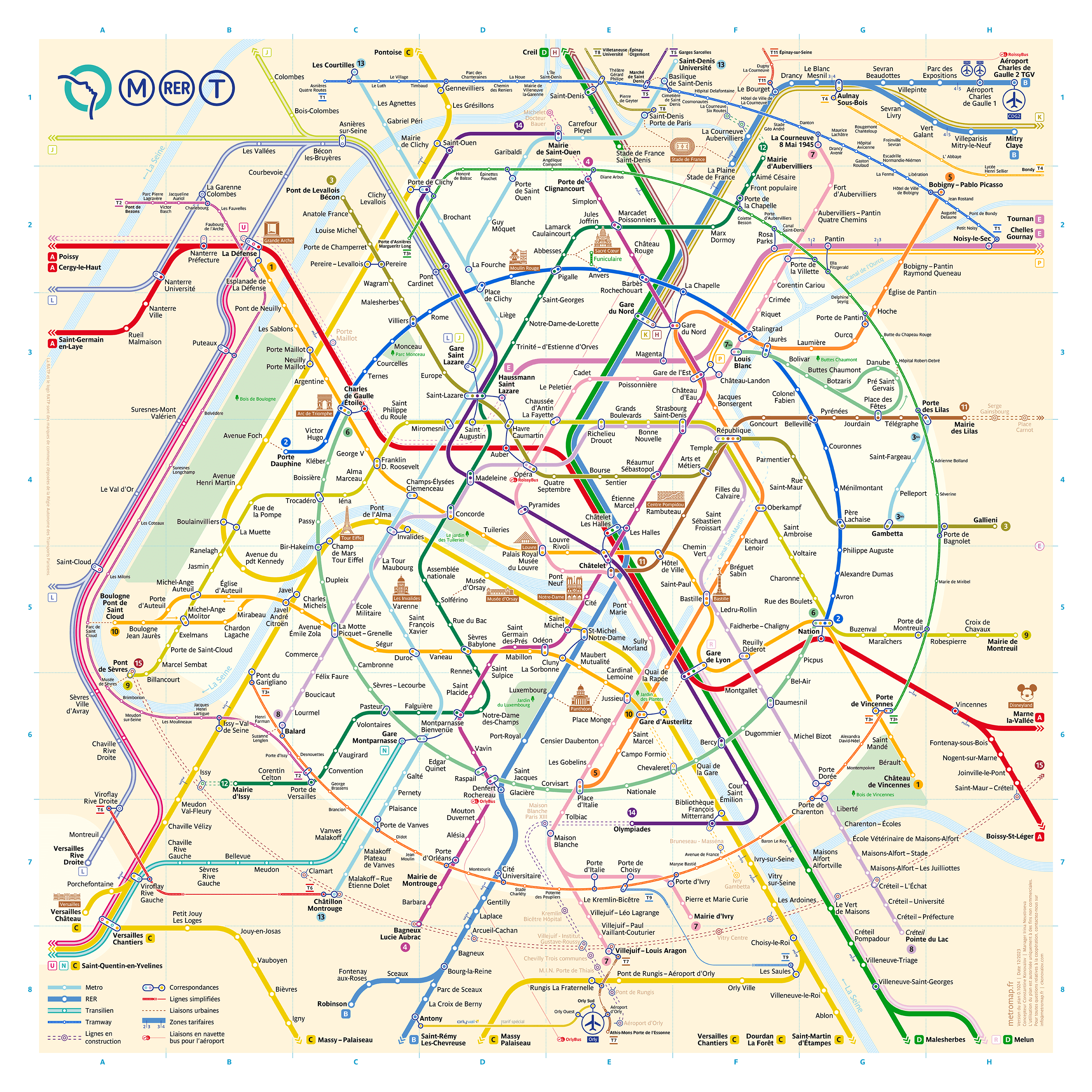 Metro Paris Carte Plaque Métal pst rouillé